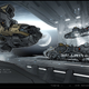 Illustration for article titled Breathtaking Concept Art of emElysium/ems Spaceship Hangar and Robot Deck